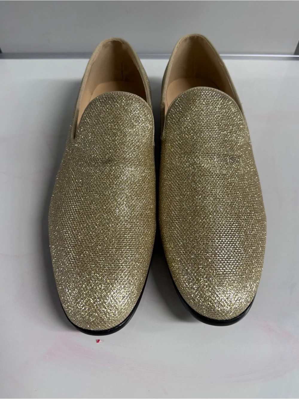 Sparkle Gold Sequins Men’s Slip-On Loafers